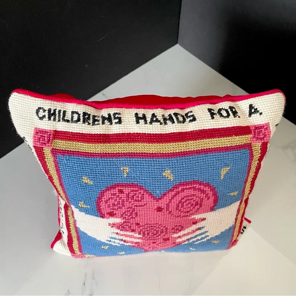 "A Mother Holds Her Children's Hands" Needlepoint Pillow - Picture 3 of 12